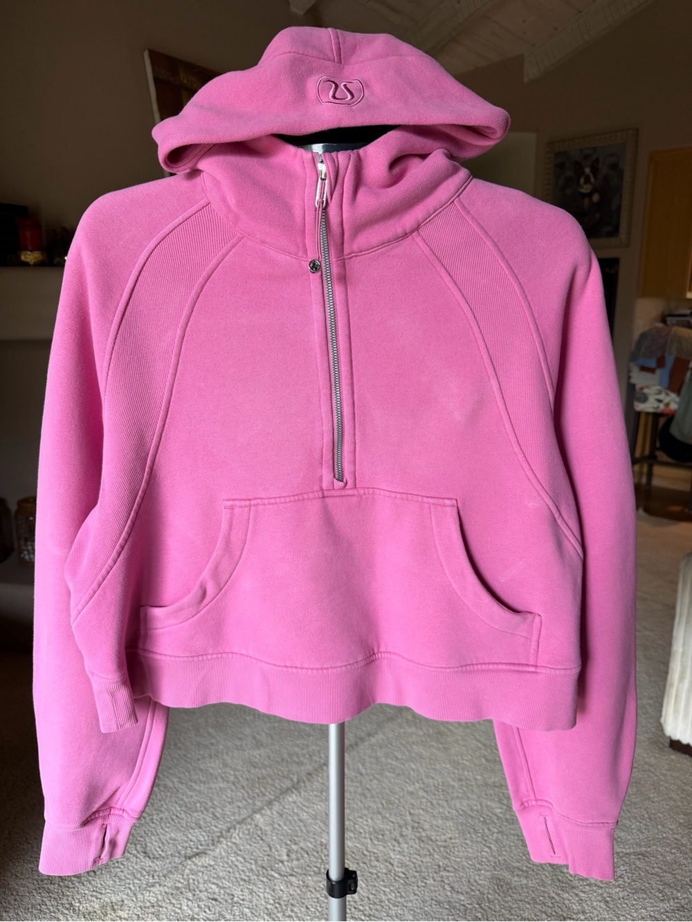 lululemon athletica Pink Half-Zip Scuba crop Hoodie Sweatshirt